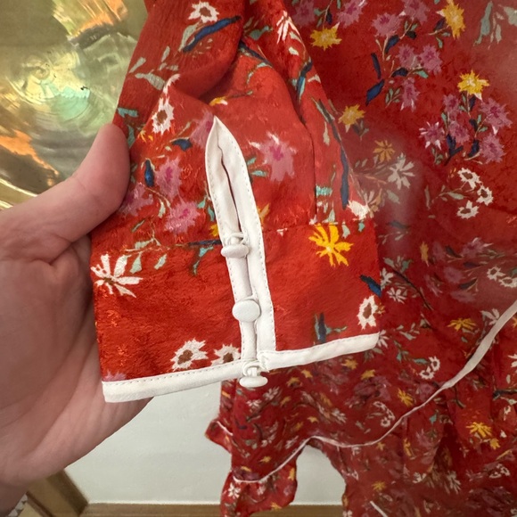 Free People covent garden floral wrap Vibrant Orange Floral Midi Dress - Picture 9 of 11